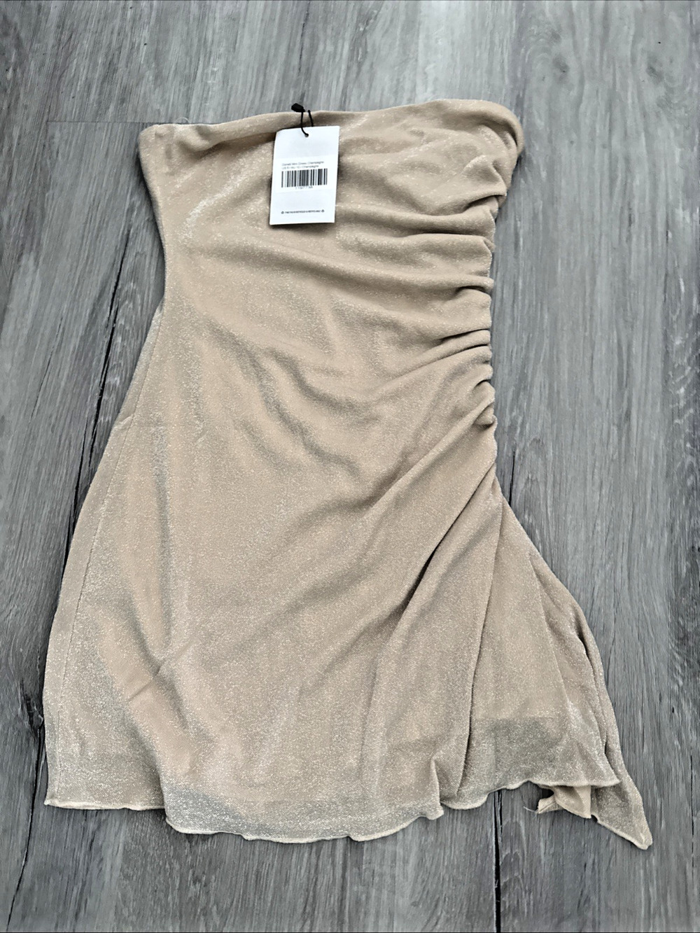 Princess Polly Donelli Mini Dress, Champagne, Size 6